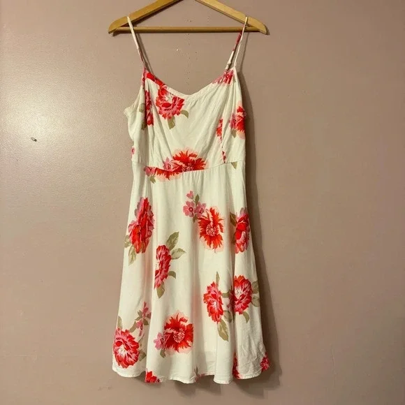 Old Navy Poplin Dress Floral White Women Size L - Picture 1 of 10